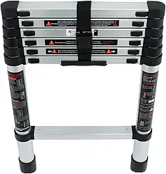 Escada de extensão telescópica de 1,6 m, escadas dobráveis de alumínio telescópica, degrau de escada dobrável leve para trailer, sótão, casa, capacidade de 150 kg