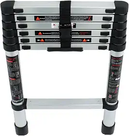 Escada de extensão telescópica de 1,6 m, escadas dobráveis de alumínio telescópica, degrau de escada dobrável leve para trailer, sótão, casa, capacidade de 150 kg