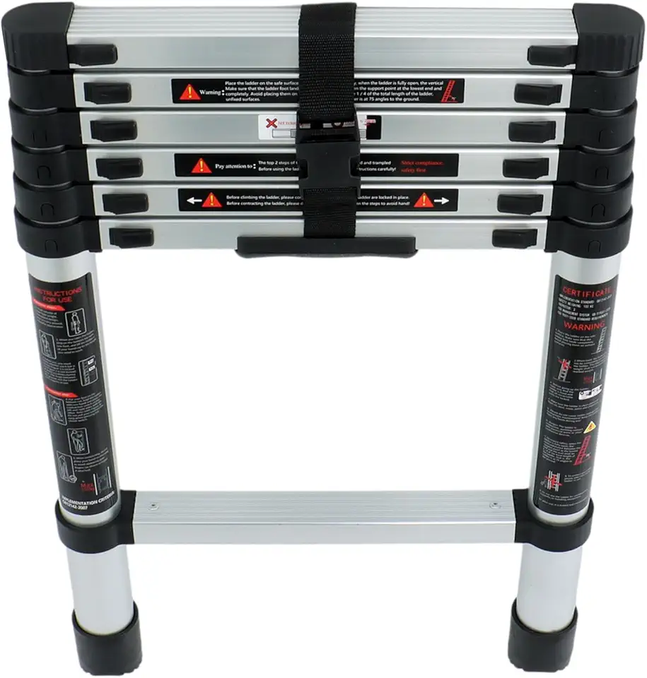 Escada de extensão telescópica de 1,6 m, escadas dobráveis de alumínio telescópica, degrau de escada dobrável leve para trailer, sótão, casa, capacidade de 150 kg