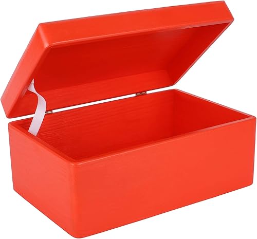 Miniatura 8 de Caja de almacenamiento grande de madera roja con tapa con bisagras  11.8 x 7.87 x 5.51 pulgadas (+-0.5)  Caja de almacenamiento  Producto no