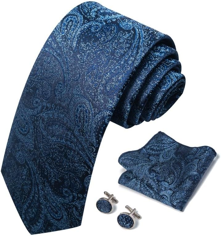 3.1in men's tie Tie, Cufflinks and Pocket Square Set