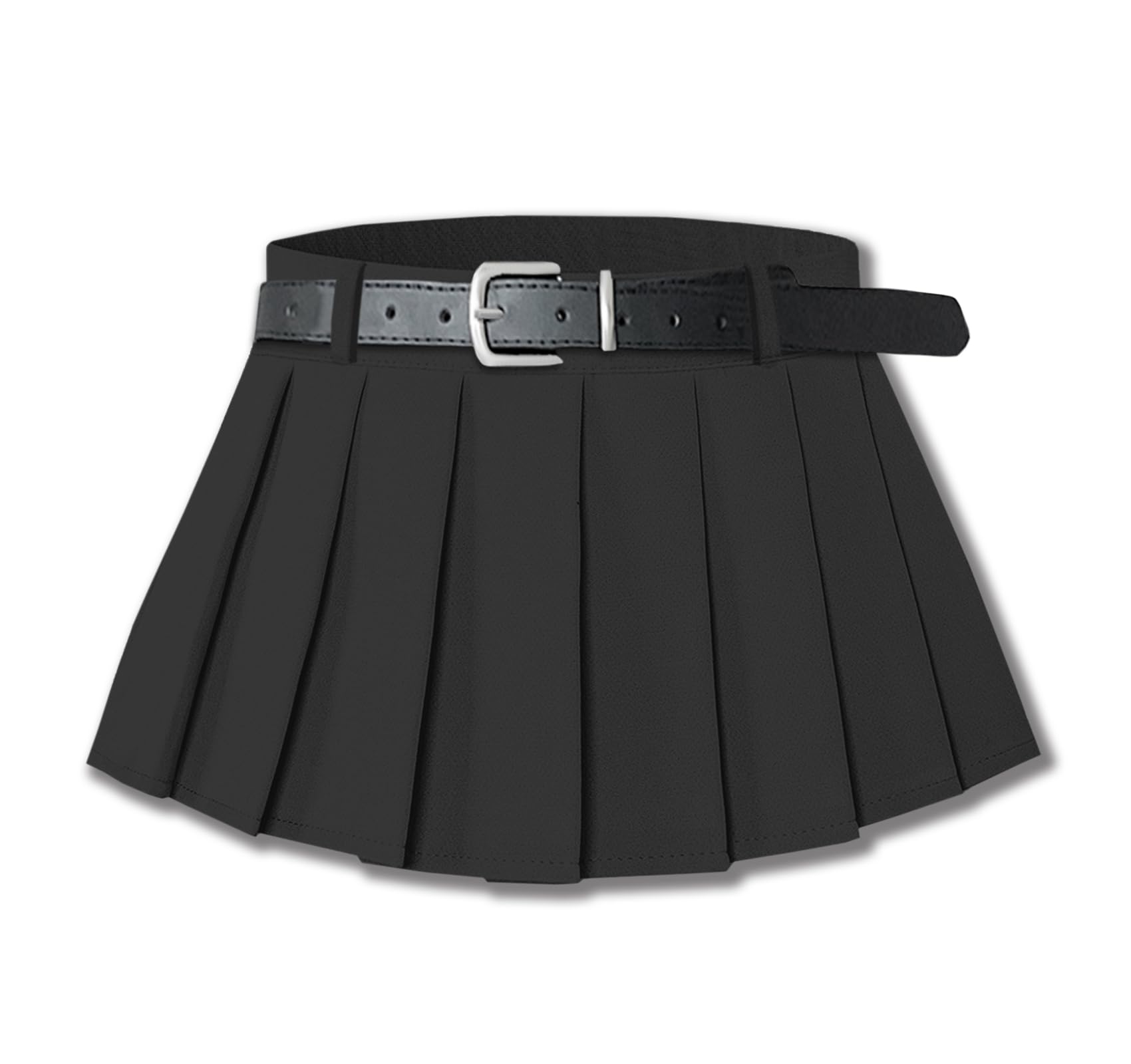 SANGTREEWomen Mini Skirt Pleated Belted A-Line Stretchy Club Y2k Skirts with Belt