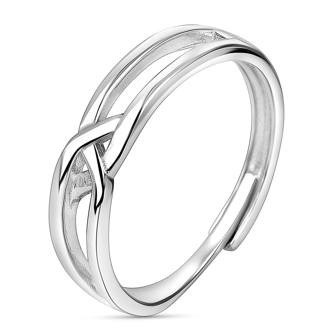 925 Sterling Silver Designer Abstract Rhodium Plated Adjustable Ring for Men | Gift for Men and Boys | With Certificate of Authenticity and 925 Hallmark-image-41