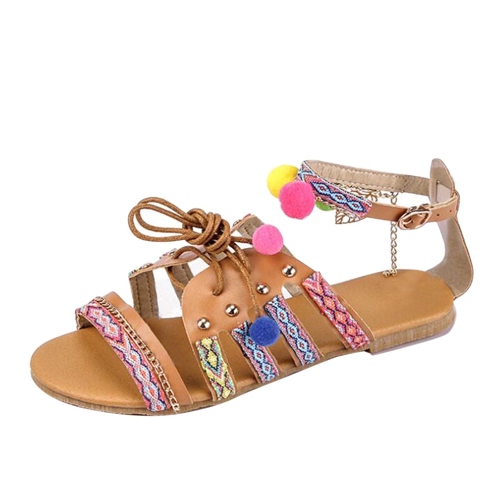 Amazon.com: Fish Flat Bohemian Ball Sandals Mouth Sandals Women's Women's  Sandals Designer Sandals for Women Size 8 (Brown, 9.5-10) : Clothing, Shoes  & Jewelry
