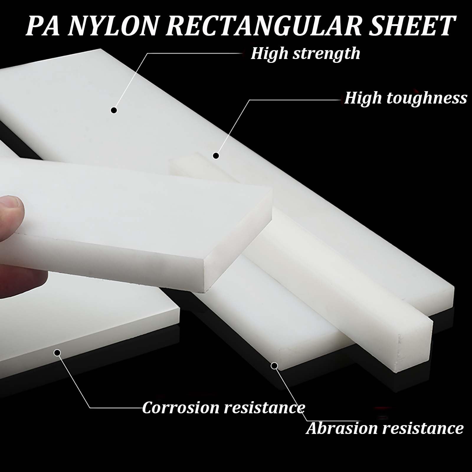 Lámina rectangular de plástico de nailon Hoja Rectangular Nylon Blanco 1m x 65mm 12-50mm