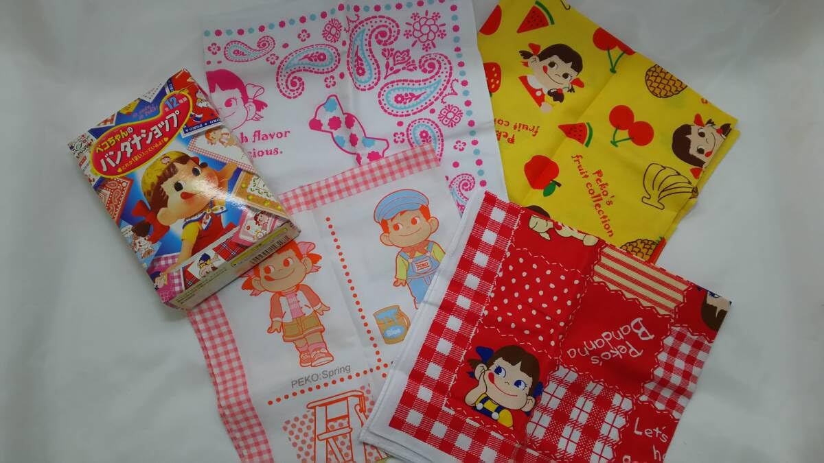 Amazon.co.jp: 菊水-9713 ペコちゃん バンダナ 4枚セット 不二家