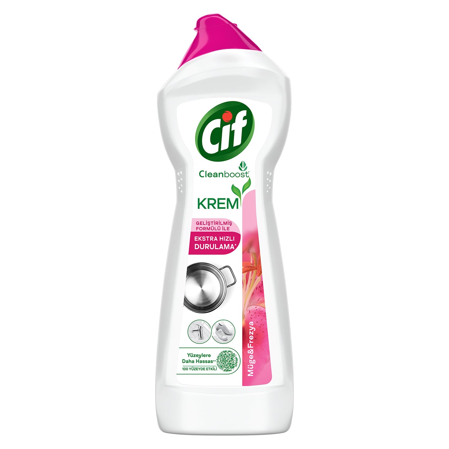 Cif Krem Yüzey Temizleyici Müge ve Frezya Yağ ve Kireç Sökücü Leke Çıkarıcı 750 ML