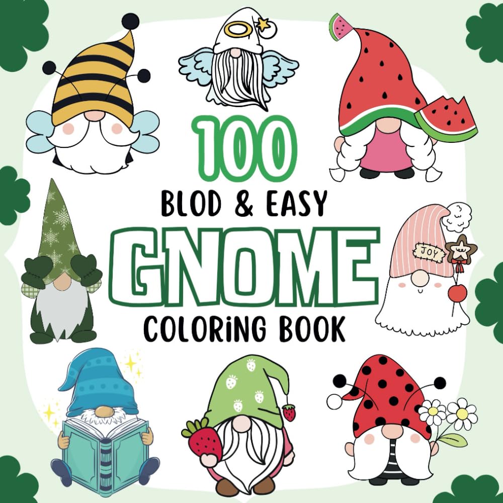 100 Bold and Easy Gnome Coloring Book: Embark on a Whimsical Journey with 100 Charming Designs