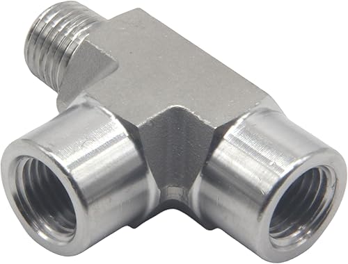 Vista 5 de HFS (R) 304 acero inoxidable forjado tubería NPT Tee, 3/8 "NPT macho x 3/8" NPT hembra x 3/8" NPT hembra x 3/8" NPT hembra, 3 vías de rama conector