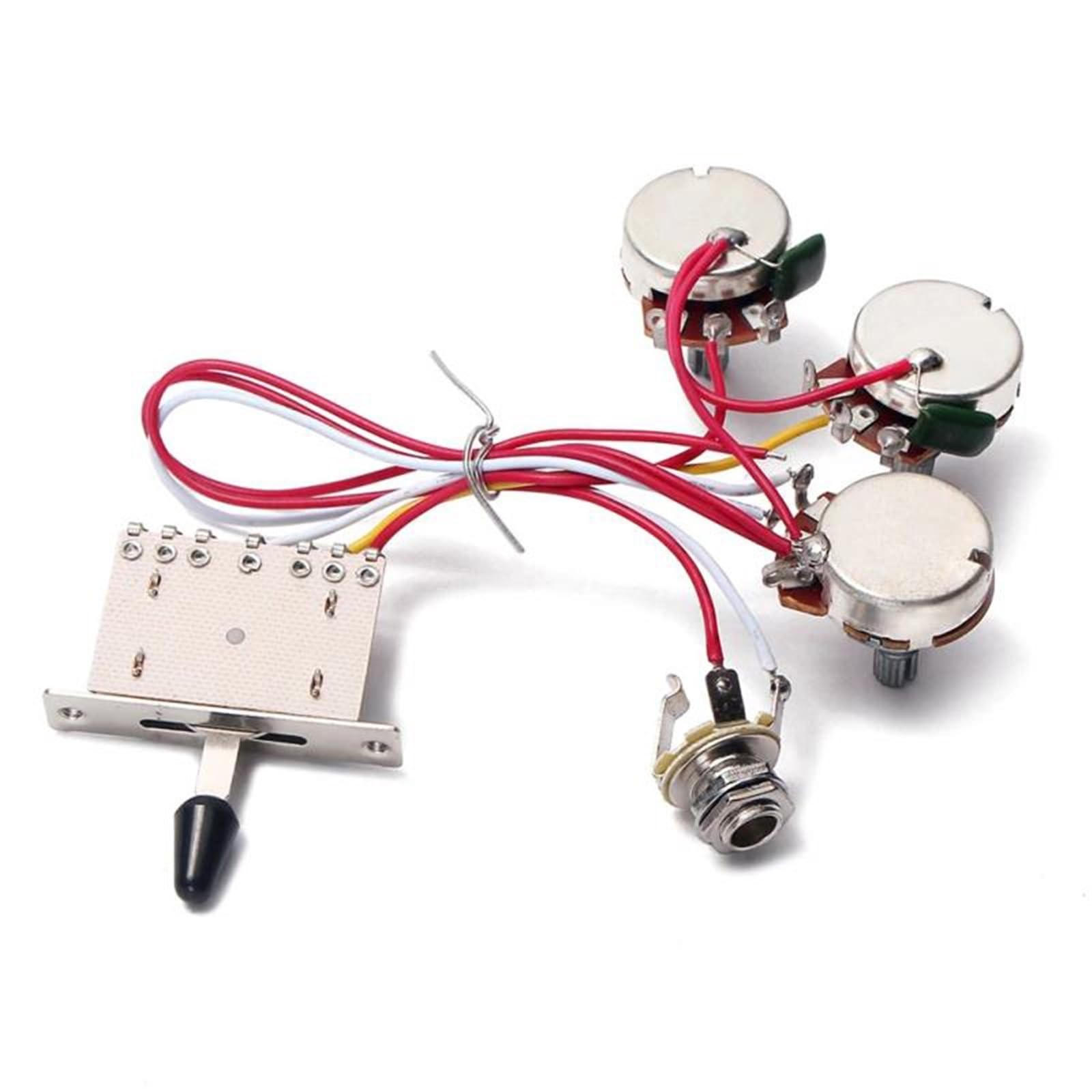 Arnés Cableado Guitarra Profesional Potenciómetro de 500k con arnés de cables para guitarra interruptor de palanca de 5 vías 1 volumen 2 tonos conector para potenciómetro