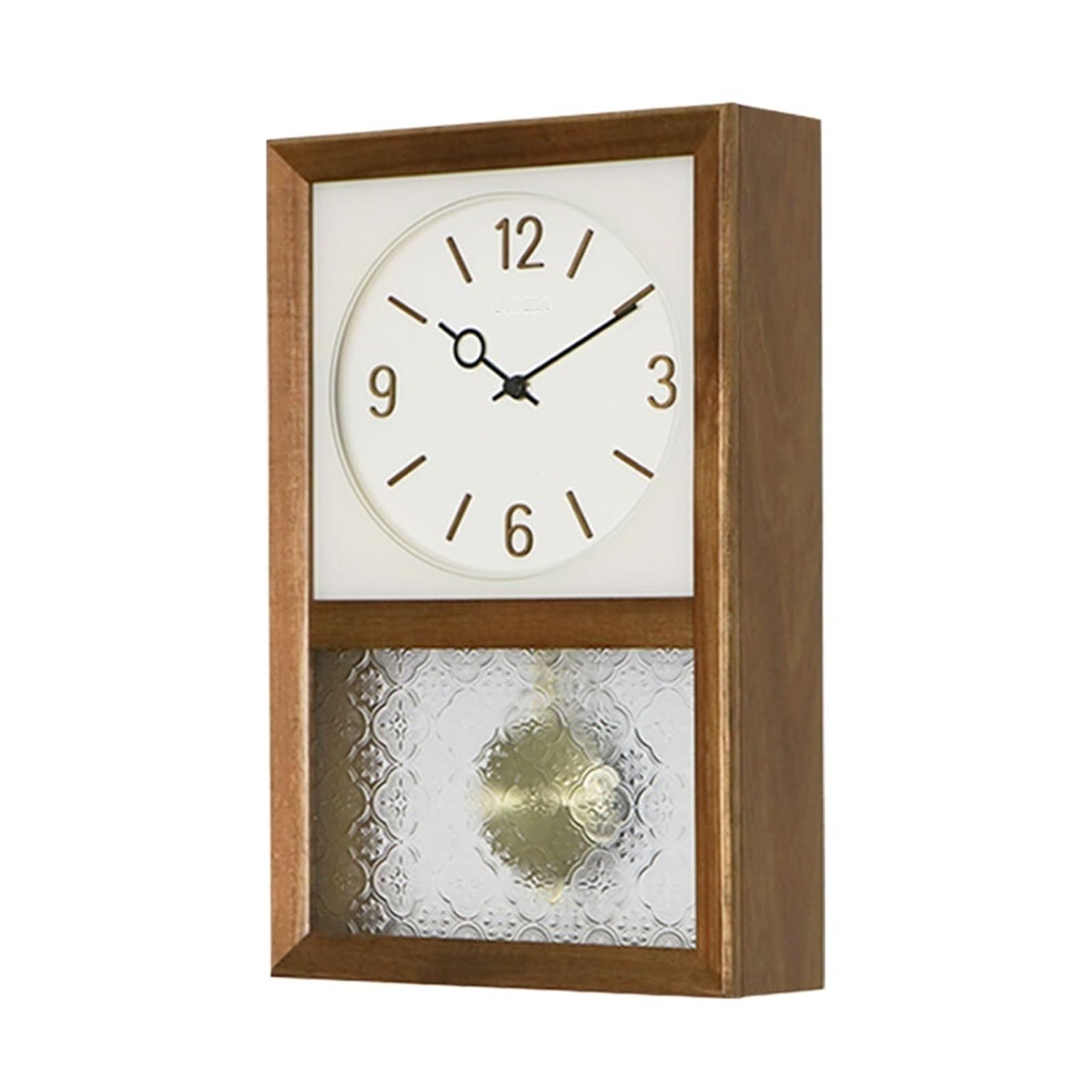 Aioneer Wall Clock Solid Wood Rectangular Vintage Swing Wall Clock Battery Powered