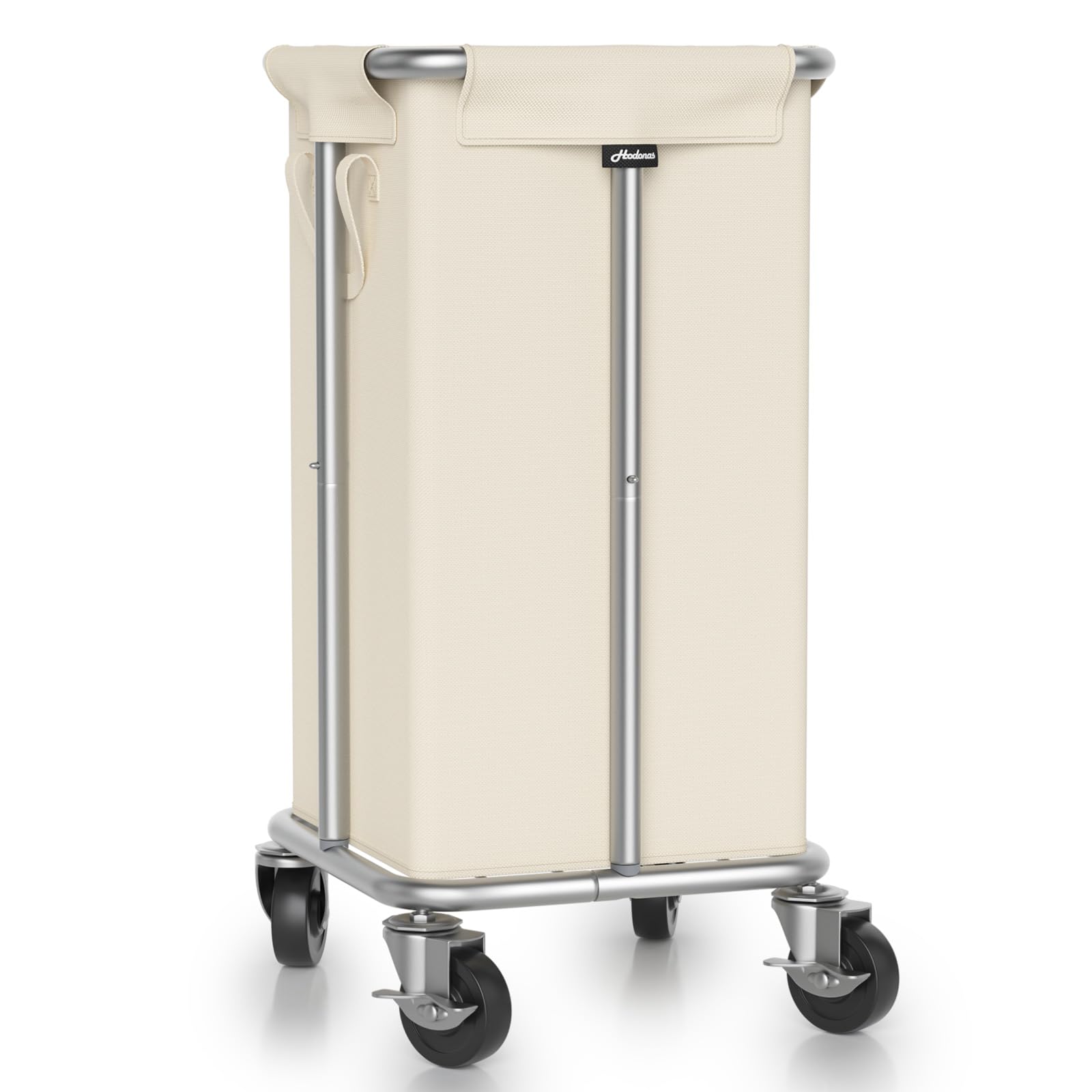Hodonas Wäschekorb mit Rollen, 115 l, rollender Wäschekorb, großer Wäschekorb mit Stahlrahmen und abnehmbarer Tasche, Schlafzimmer, Badezimmer, Schlafsaal, Waschküche, Organisationskörbe, Beige