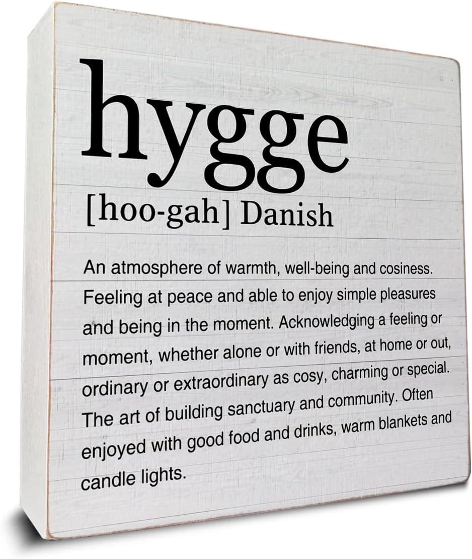 Hygge Definition Box Sign 7x7 Inch Rustic Farmhouse Decor