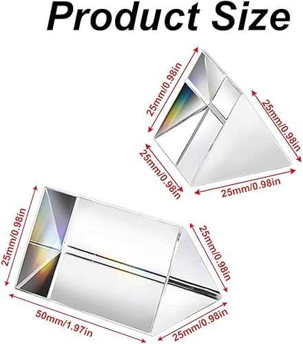 Miniatura 2 de Labriciyon Mini prisma triangular de cristal de cristal, fabricante de arco iris para aprendizaje de espectro de refracción de luz, fotografía,