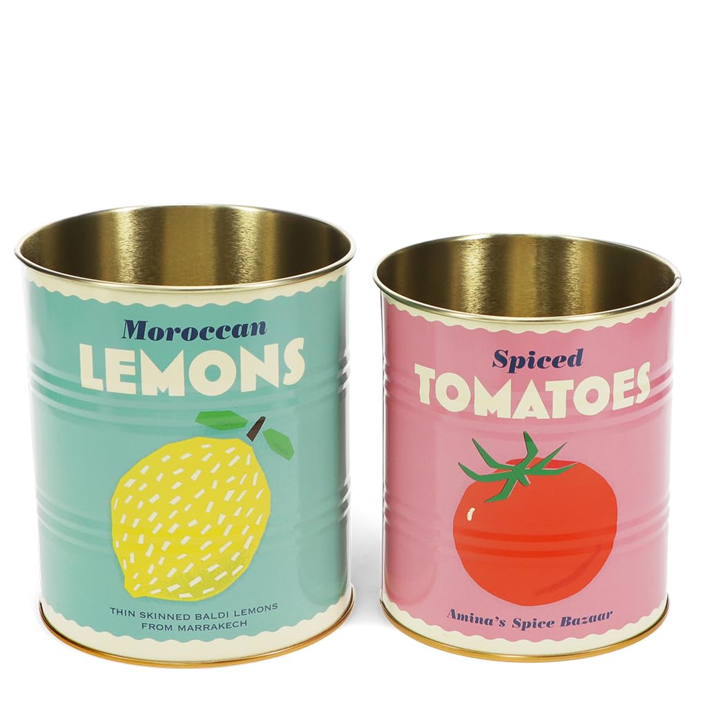 Rex London Storage Tin Set — Snack Tin Can Storage | Vintage Storage Tins | Retro Kitchen Accessories Decorative Tin | Tin Storage for Kitchen | Retro Decor Vintage Tin | Stackable Metal Tins