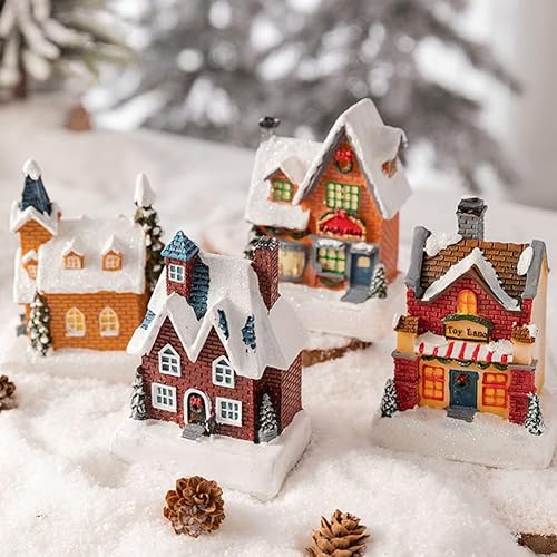 Miniatura 2 de Casa iluminada de pueblo de Navidad, casas de pueblo de Navidad iluminadas con LED, Navidad, invierno, aldea de nieve, casa iluminada, decoración de