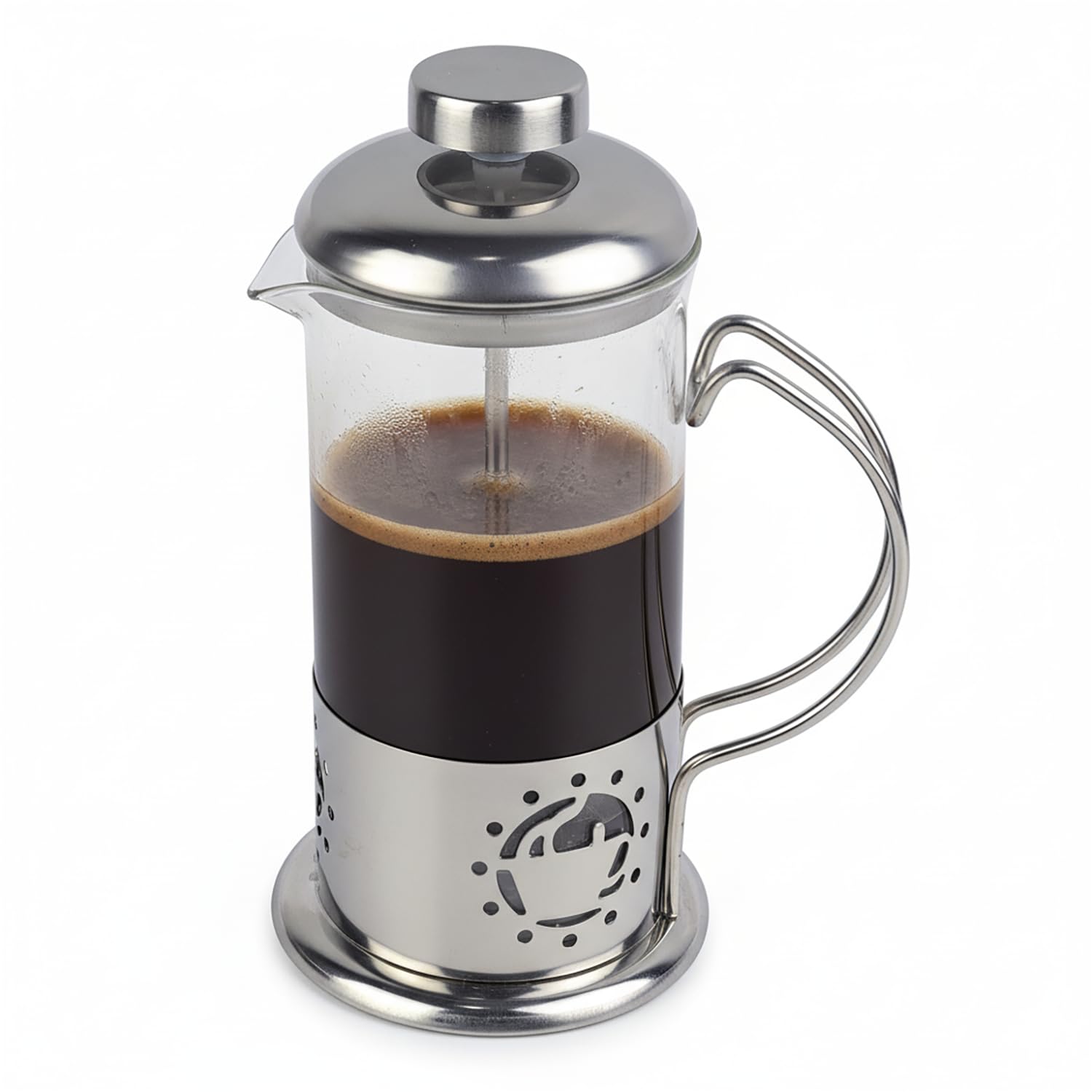 BNYD Single Serve French Press Coffee Maker 12 oz Mini Stainless Steel Glass Brewer for 1 Cup Portable