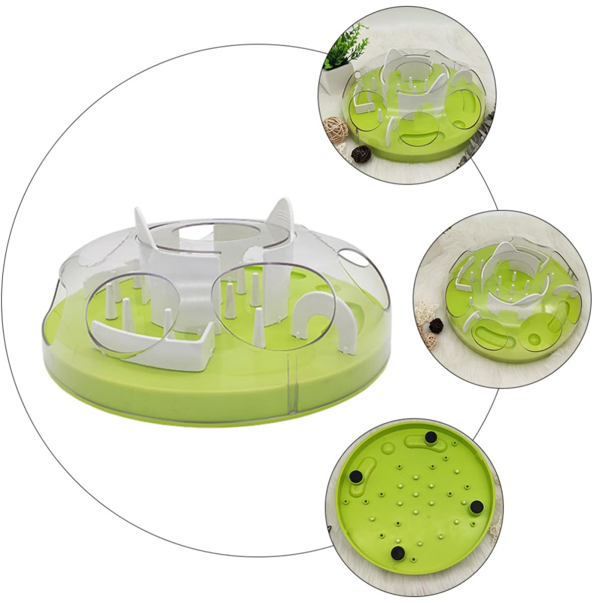 SOIMISS Alimentador Tipo Laberinto Juguete de Alimentación Lenta para Gatos Interactivo DIY, Abs, Verde, Fácil de Lavar, para Alimentación, para Gatos