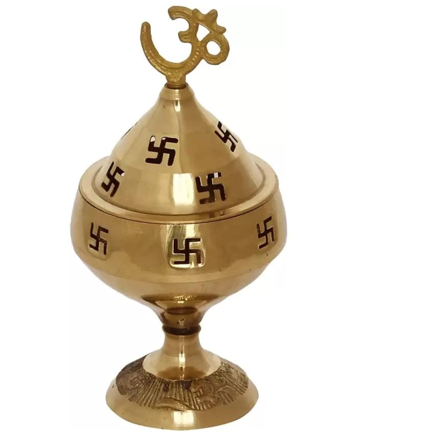 MOONCEE Akhand Jyoti Diya Oval Shaped Akhand Diya For Puja Decorative Brass, Crystal Oil Lamp Tea Light Holder Lantern Diya Stand for Pooja Puja Room Navratri, Arti, Diwali Home Decor (S)