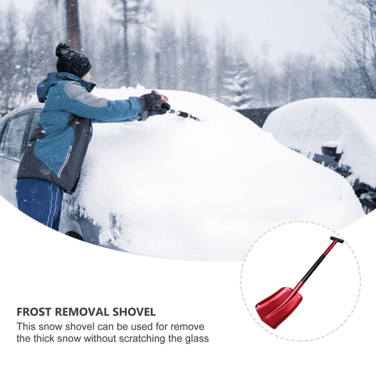 Pala da Neve Rossa Auto per Lega di Alluminio Pieghevole | Leggera e Compatta, Rimozione Efficiente di Neve e Ghiaccio, Facile da Riporre nel Veicolo