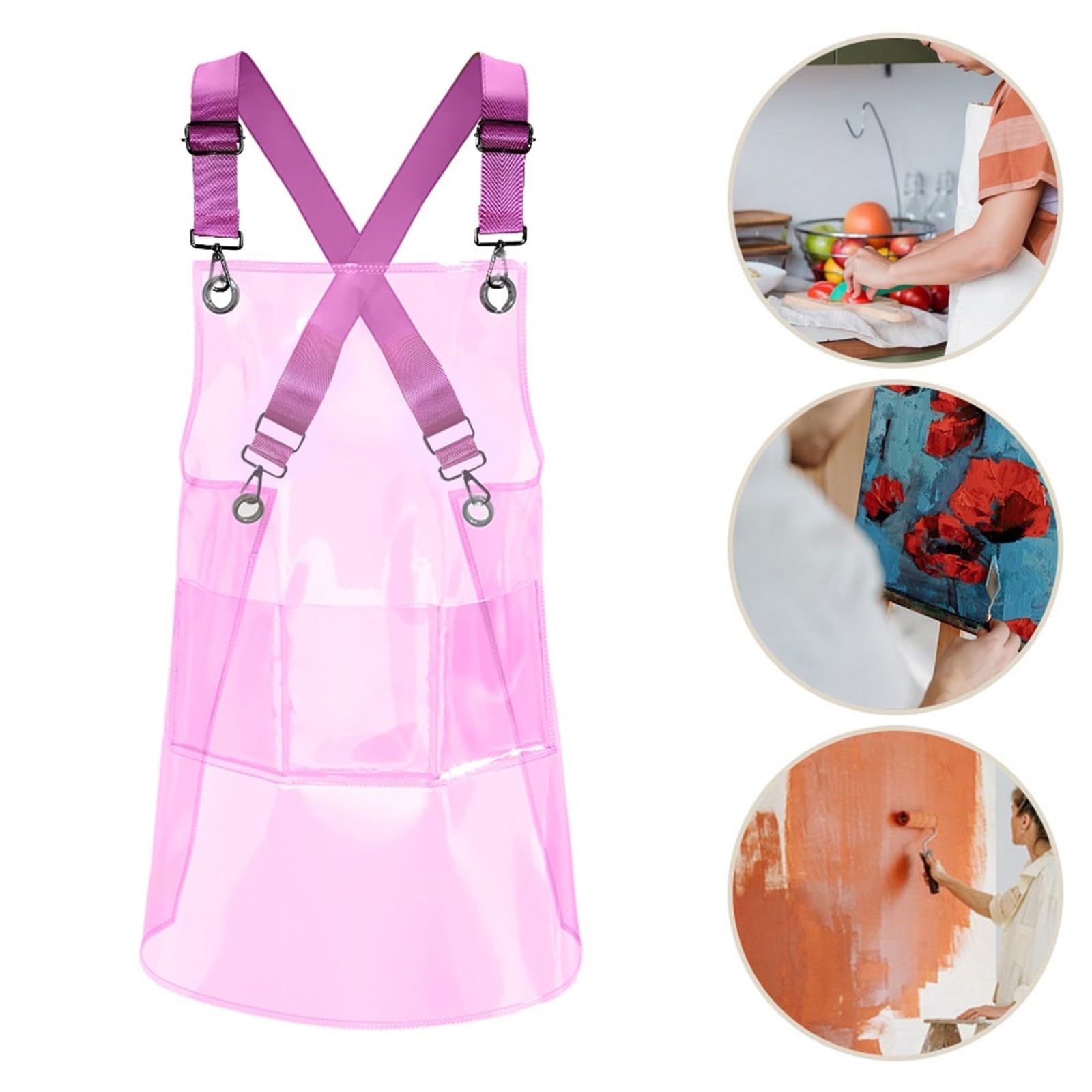 Delantal transparente Delantal transparente de TPU a la moda for peluquero, Chef, cocina, delantales pintura for hornear, delantal trabajo antiincrustante a for hombres y mujeres