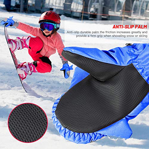 7-Mi Children's Water-Resistant Ski Snow Gloves Warm Outdoor Sports Mitten,Windproof Nylon Winter Shark Mitten For 4-6Y Girls Boys #TOP4