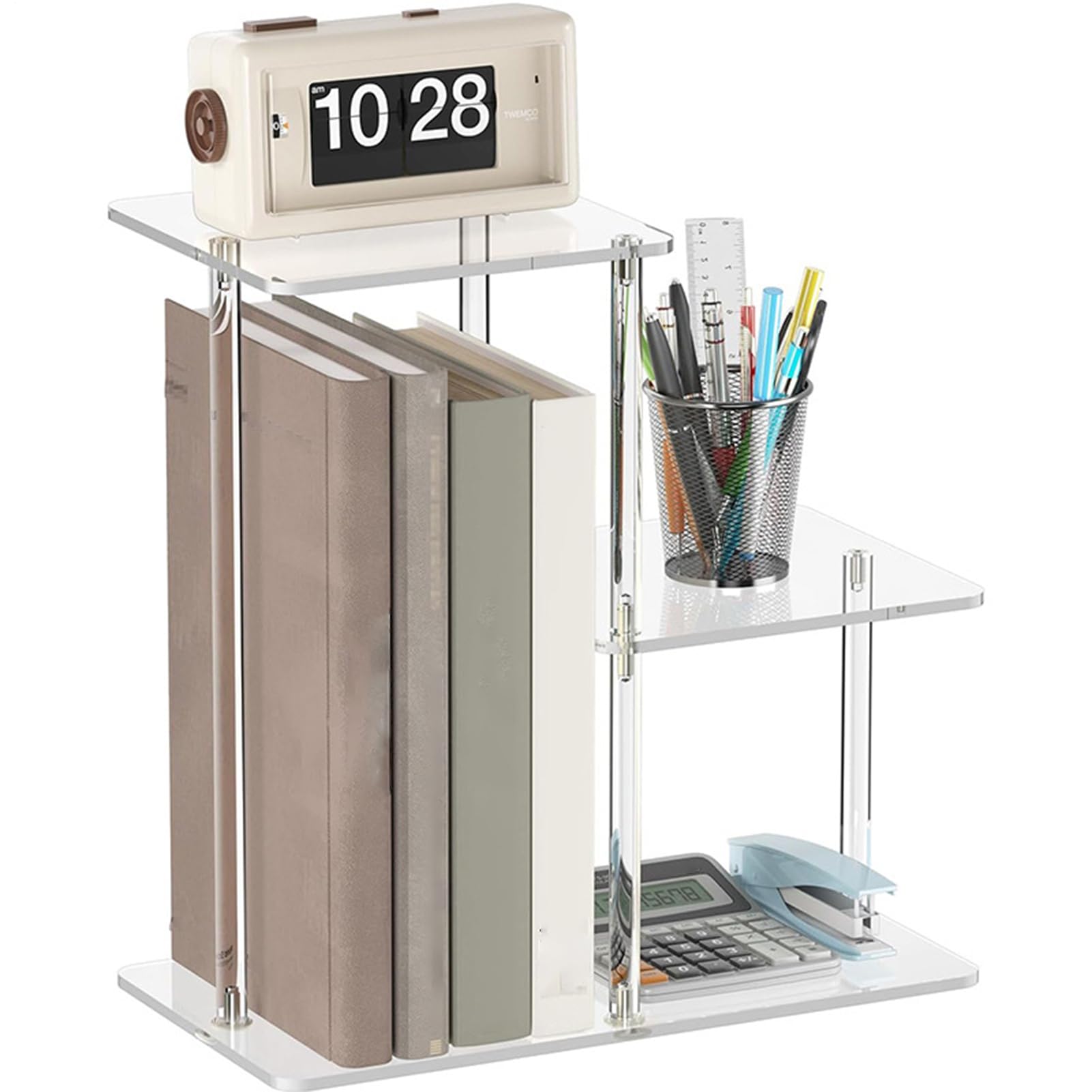 Table d'appoint en acrylique pour petits espaces meuble de rangement transparent anti-encombrement