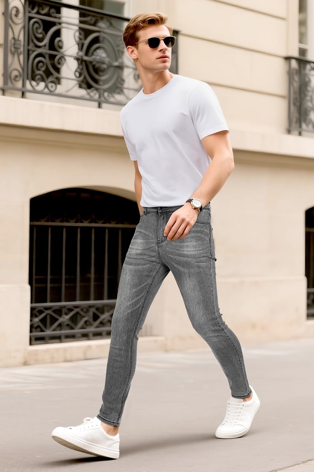 GINGTTO Jeans Uomo Pantaloni Skinny Elastico Pantalone Slim Fit Stretch Aderenti Denim Pants