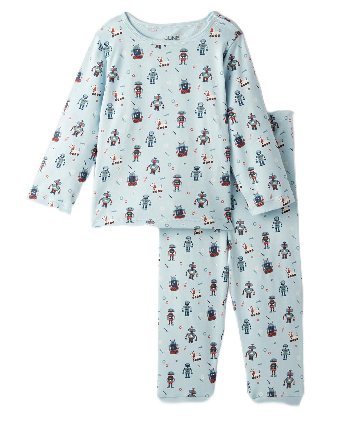 JuneBaby Boy Organic Baby Robot Patterned Pajama Set