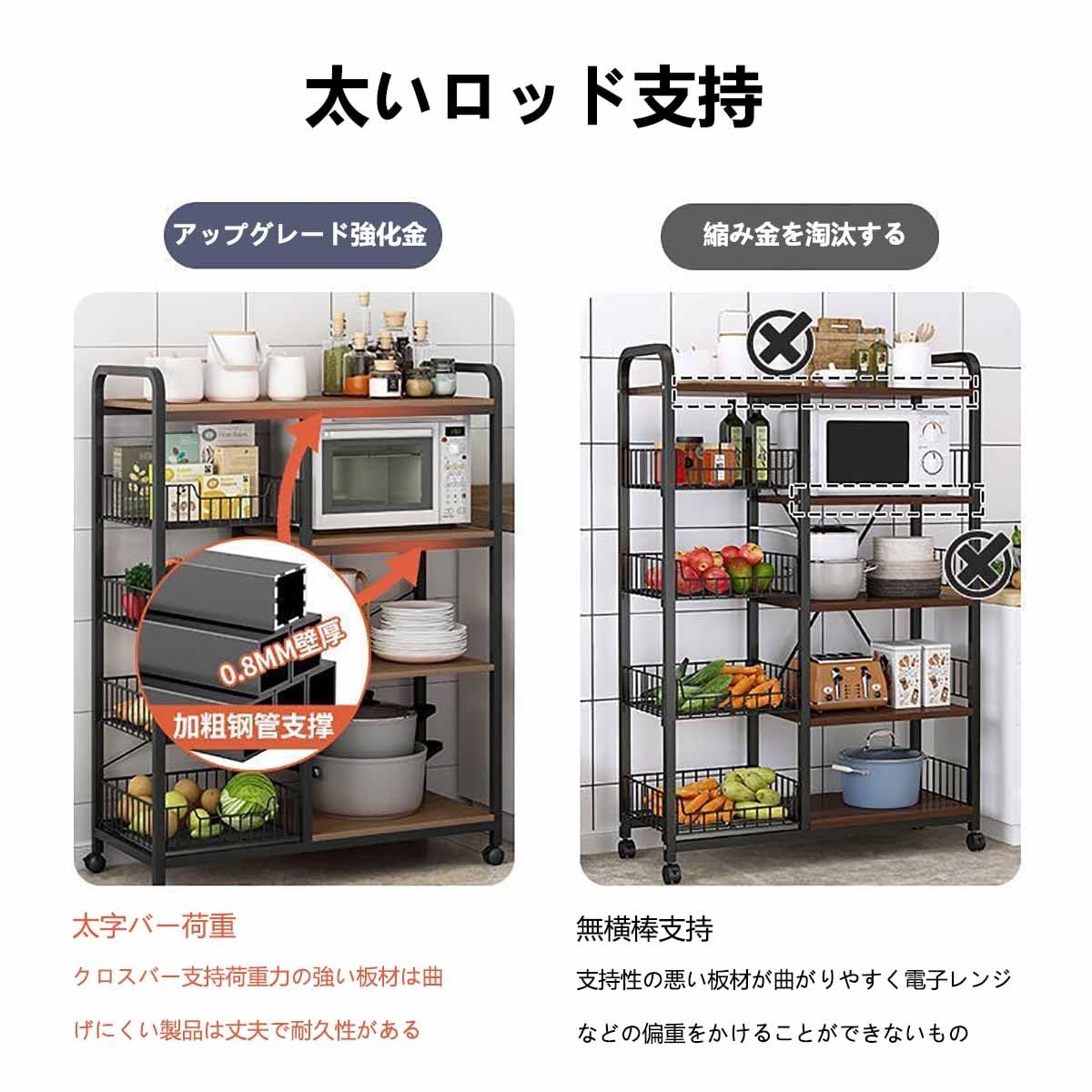 Amazon.co.jp: レンジ上ラック キッチンワゴン ラック 幅30cm 大型