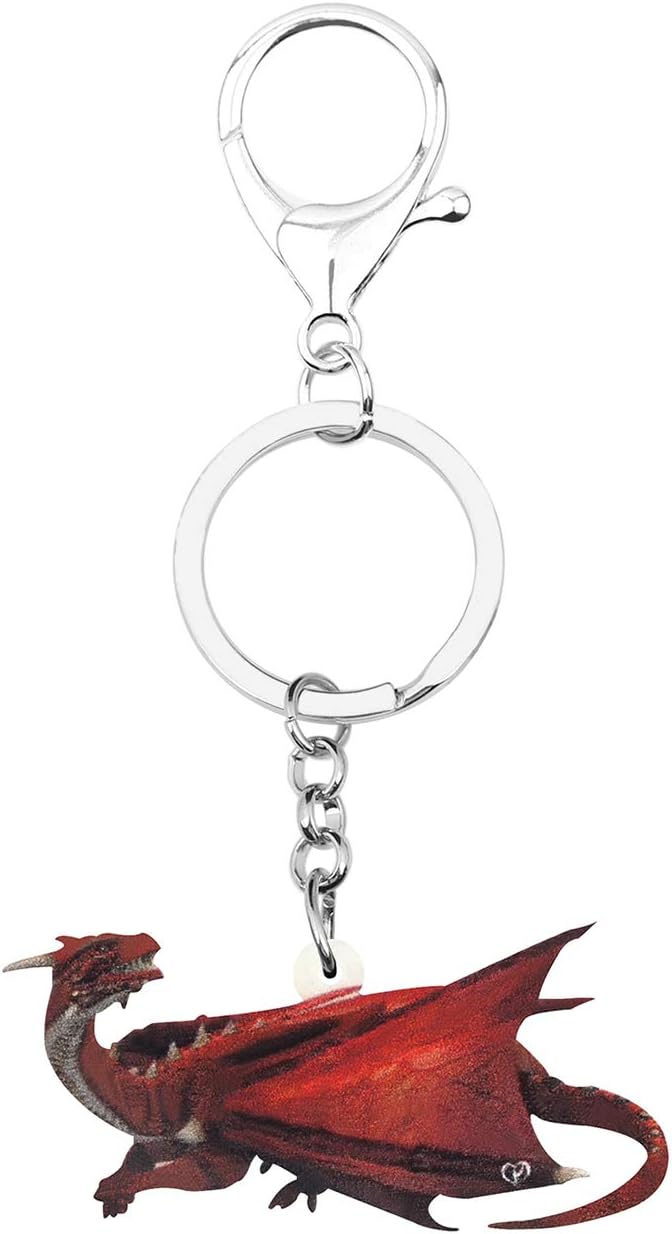 WEVENI Acrylic Dinosaur Dragon Keychains Key Ring Car Handbag Purse Jewelry For Women Teen (Red) image 4