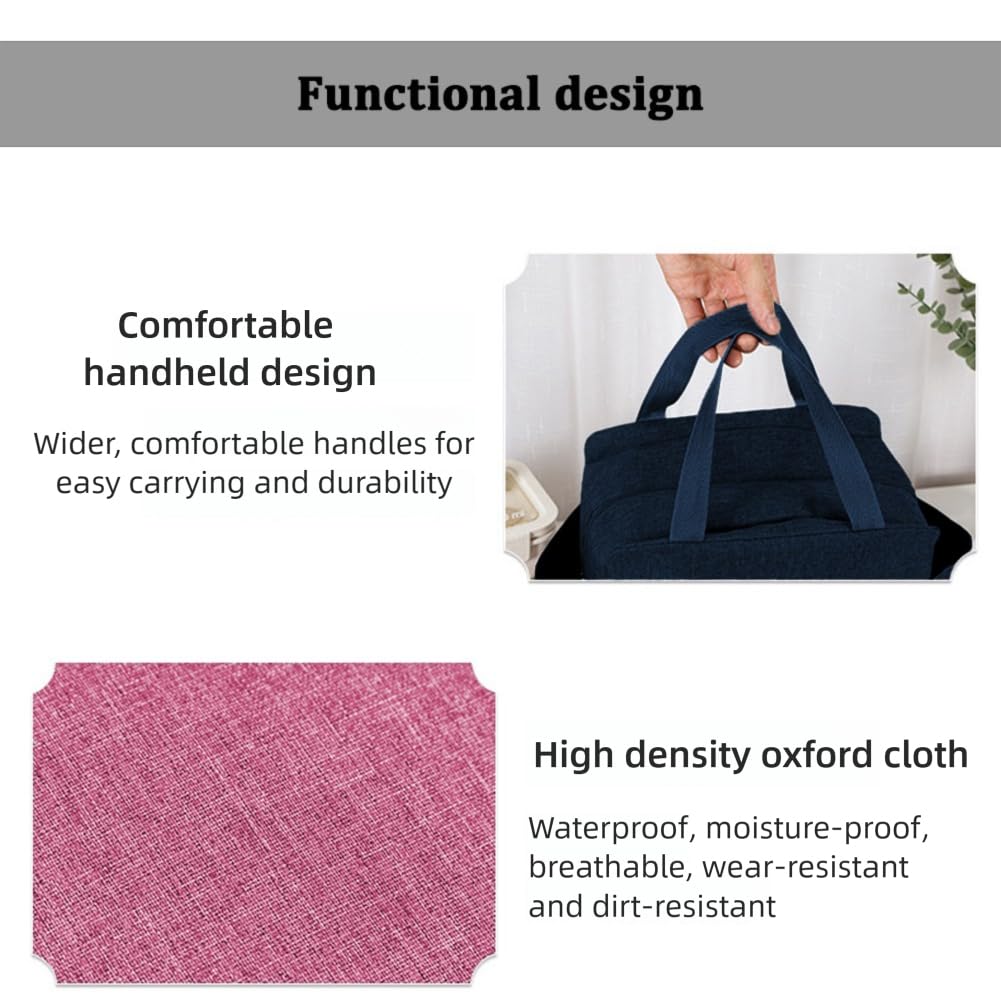 Lunch Bag for Women Men Insulated Reusable Cooler Lunch Box Leakproof Foldable for Office Picnic Hiking Beach Magenta — view 3