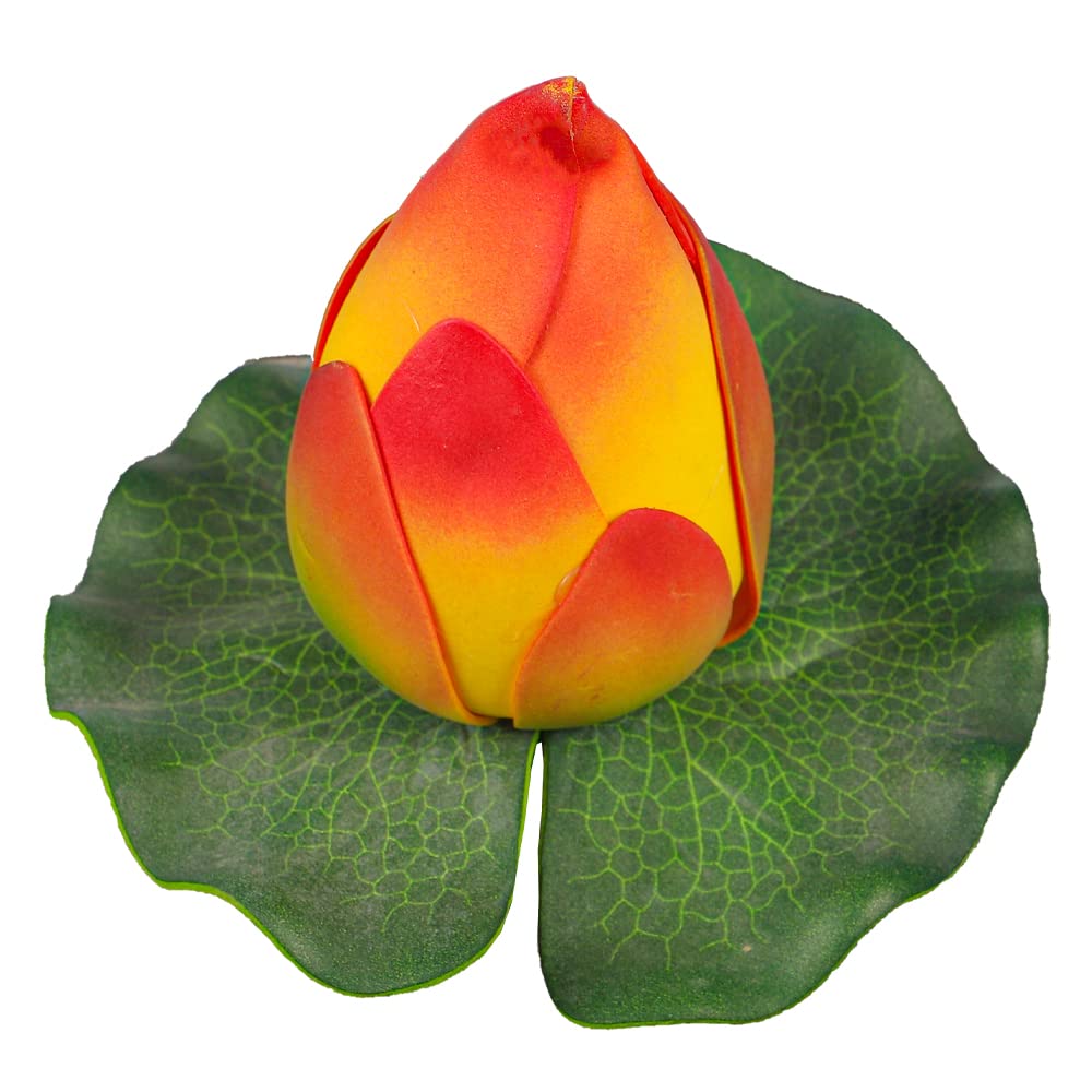 YATAI Artificial Floating Lotus Bud Real Look Plastic Flowers with Stem for Home Office Restaurant Decorations Lotus Flower (orange)