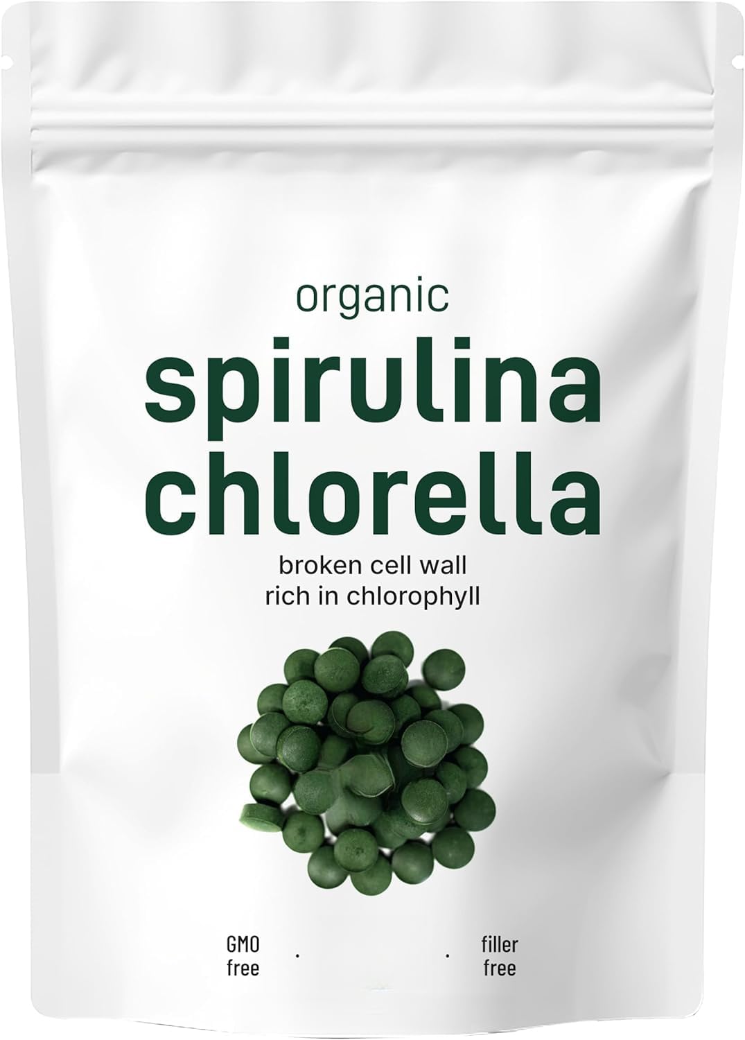 Organiczna Spirulina Chlorella, Rozbrodzona ściana komórkowa dla lepszej absorpcji – Niegenetycznie modyfikowane, Wegańskie