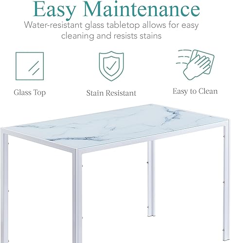 Miniatura 4 de paonne Mesa de comedor de cristal de 5 piezas con sillas, juego de mesa de comedor moderno para 4, mesa de cocina y sillas, juego de comedor para 4