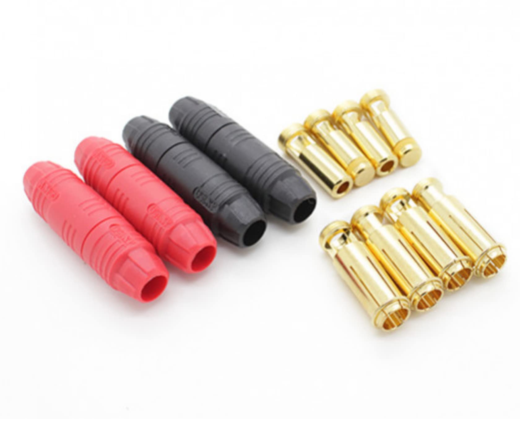 2 X Set (16 pezzi) Rosso Nero Alta Corrente AS150 Premium Antiflash 7 mm Connettore Oro Spina Inversione di polarità Maschio Female Rosso Nero 150A Batteria Lipo RC Saldatura