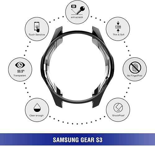 Miniatura 2 de FitTurn Compatible con Gear S3 Frontier SM-R760, marco de metal de TPU suave a la moda, resistente a los golpes, a prueba de golpes, carcasa