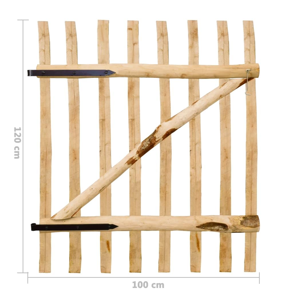 Cancello Singolo per Recinzione in Legno di Nocciolo 100x120 cm,Cancello di Recinzione,Cancelli ad Anta Battente,Cancelletto da Giardino -142592