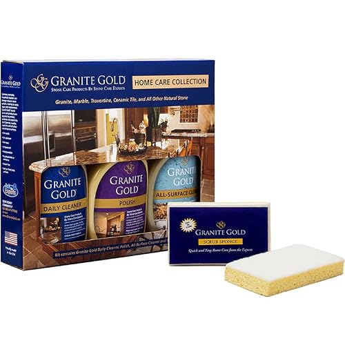 Granite Gold Home Care Collection Streak-Free Cleaning for Granite, Marble, Travertine, Quartz, Natural Stone Countertops, and Floors, 4-Piece Bundle, Clear, 72 Fl Oz