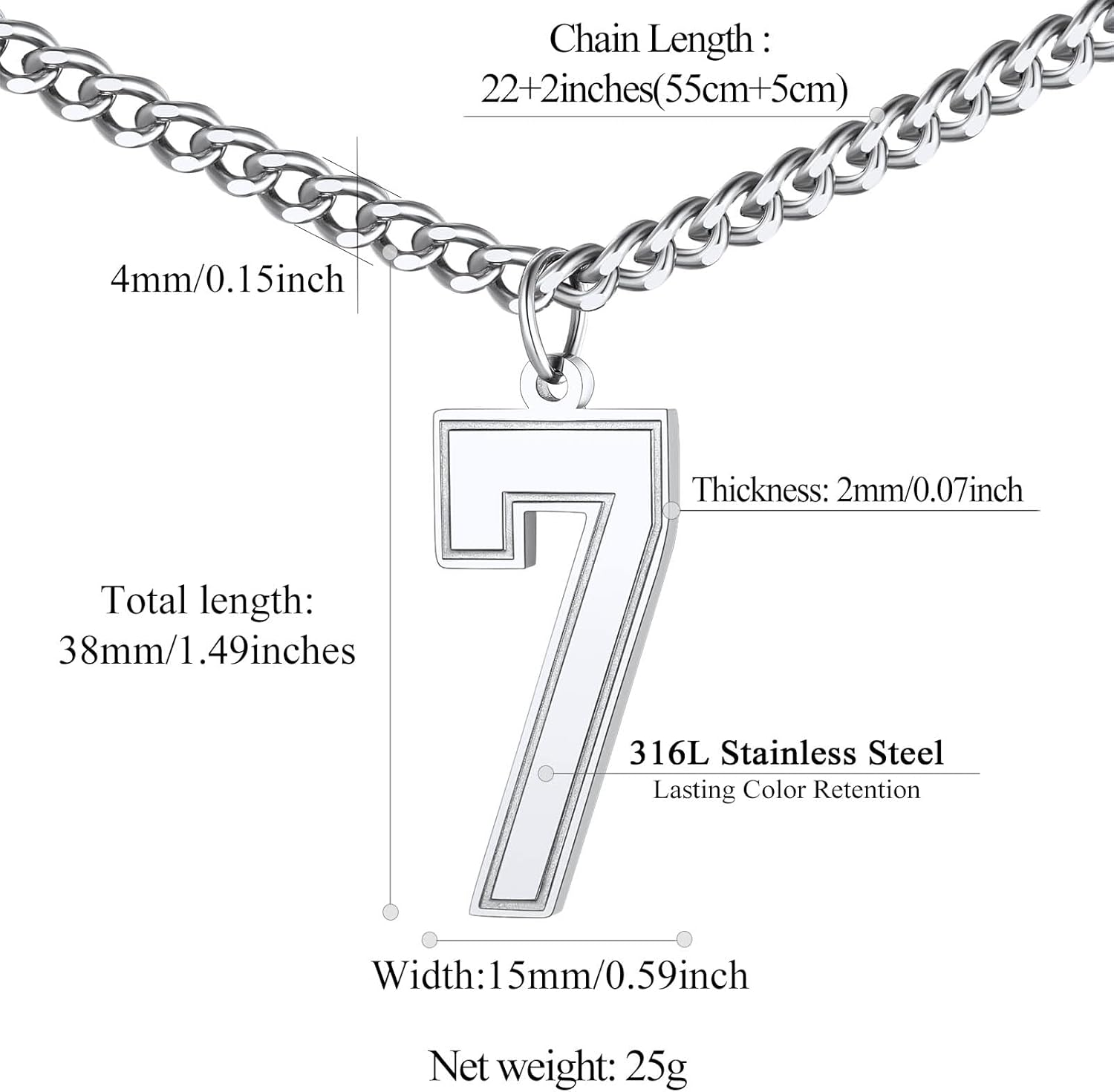 FindChic Sports Jersey Number 0 to 9 Necklaces for Men Boys Stainless Steel/ 18K Gold Plated/Black Custom 00-999 2/3 Digits Number Pendant Personalized Jewelry, with Gift Box - Image 7