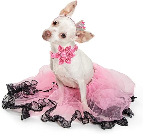 Miniatura 7 de Lionheart Glory Collar para perro, collar de perro rosa con flor, bonito diseño floral para mascotas, collar ajustable para perros pequeños