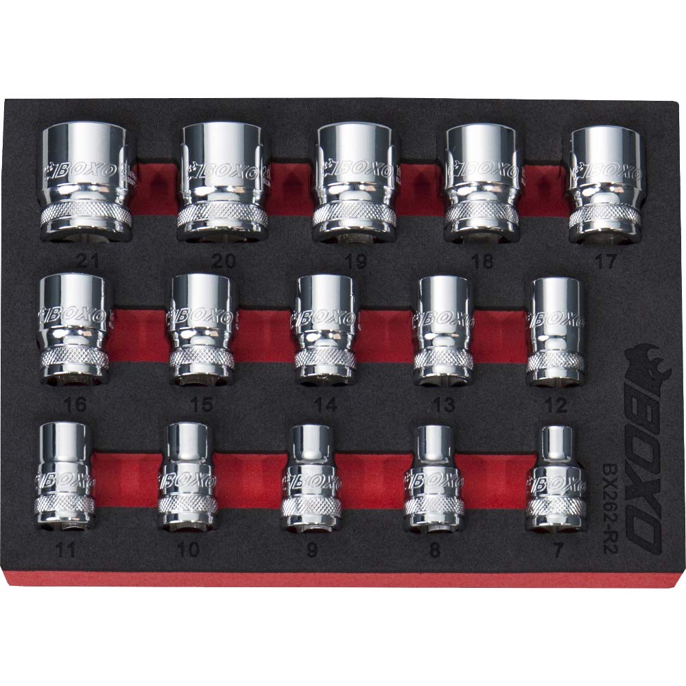 3/8" Drive Socket Set 12 Point 15 Pieces. BOXO BX262-R2