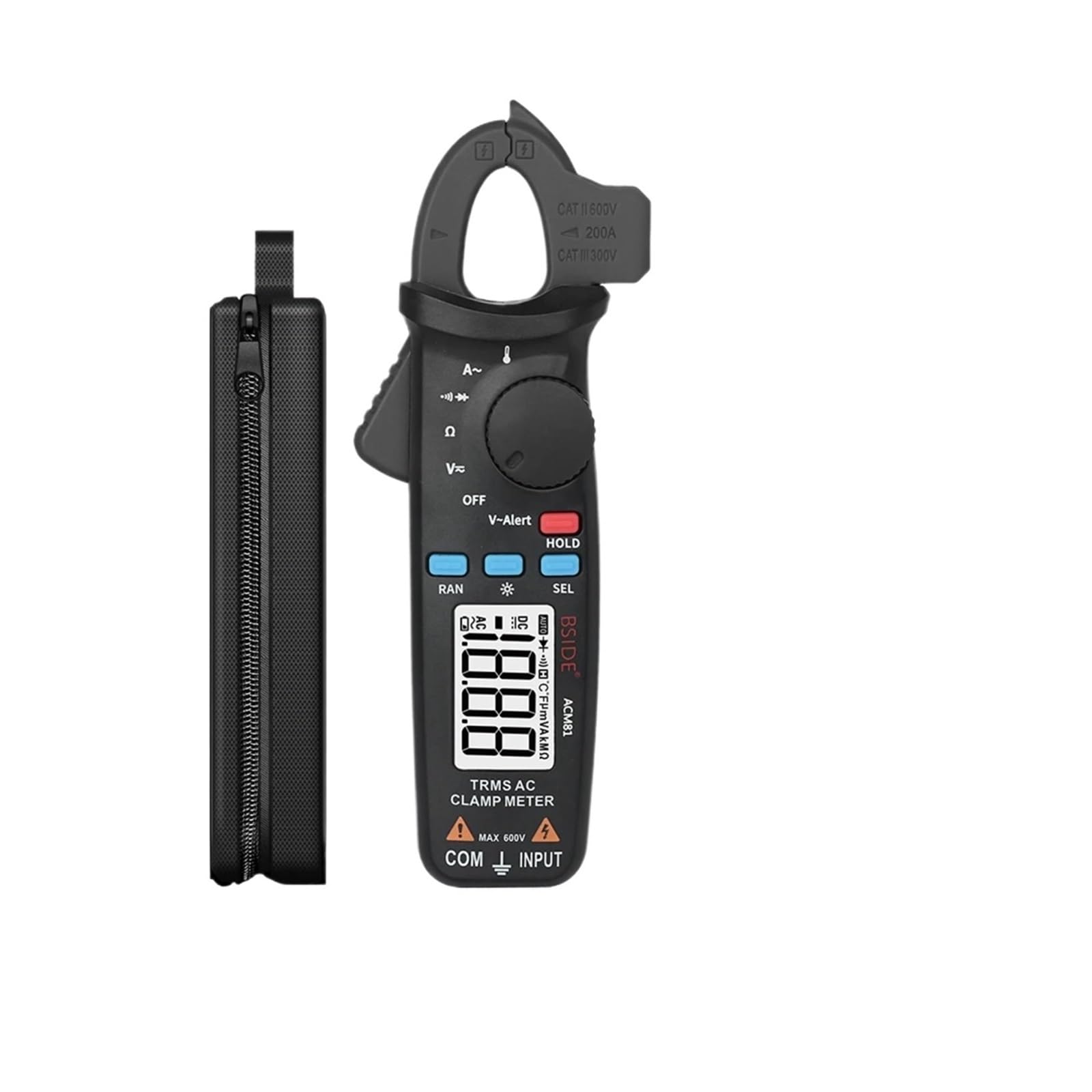 1mA 200A Pinza amperometrica digitale True RMS AC DC rilevamento NCV