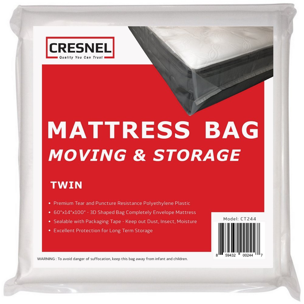 CRESNEL 4-Mil TWIN SIZE Commercial Heavy Duty/Super Strong Clear Mattress Plastic Bag Cover Sheet (Twin)