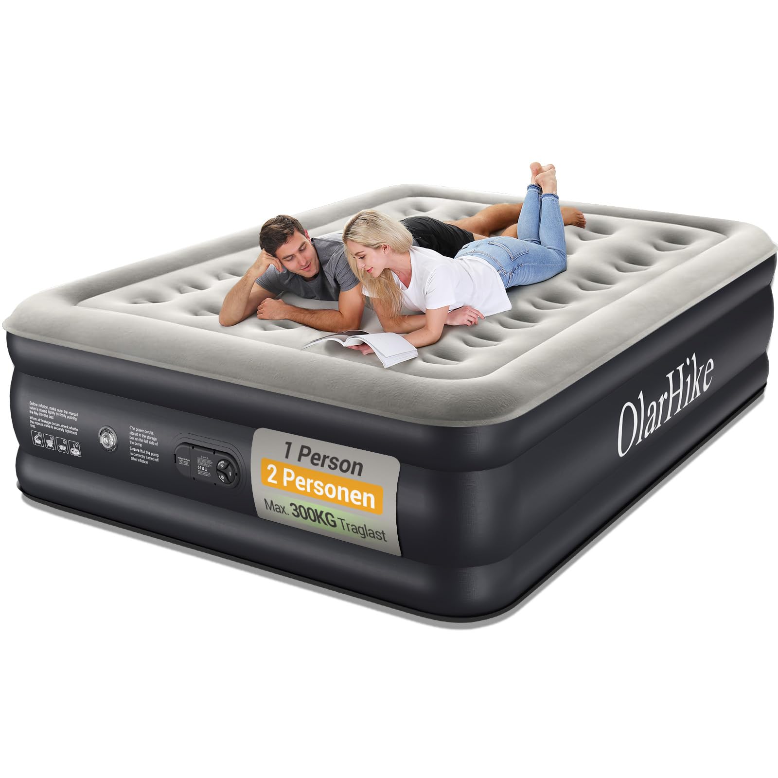 OlarHike Luftmatratze Selbstaufblasend, Luftbett Gästebett, Aufblasbares Matratze Zelt Sofa, Luftbett 2 Personen, Selbstaufblasbare Luftmatratze für Camping oder Heimgebrauch - 203 x 152 x 46 cm