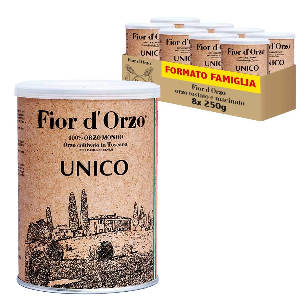 Fior d’orzo UNICO “100% orzo Mondo” tostato e macinato 250g - scatola 8x 250g