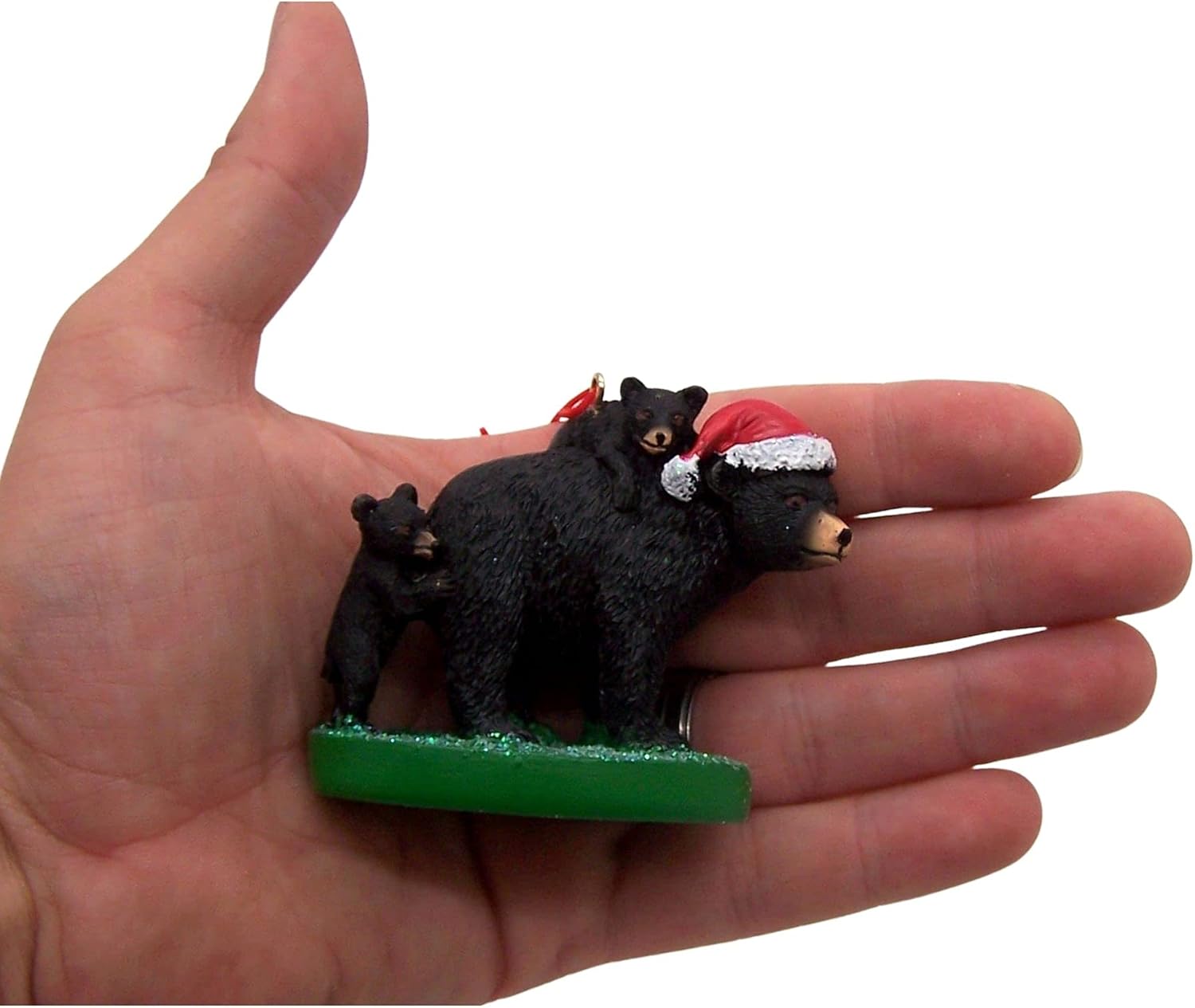 Black Bear Mom with Santa Hat and Cubs Christmas Ornament, Hanging Xmas Decoration, Rustic Decor, 2.5 Inches - Image 6