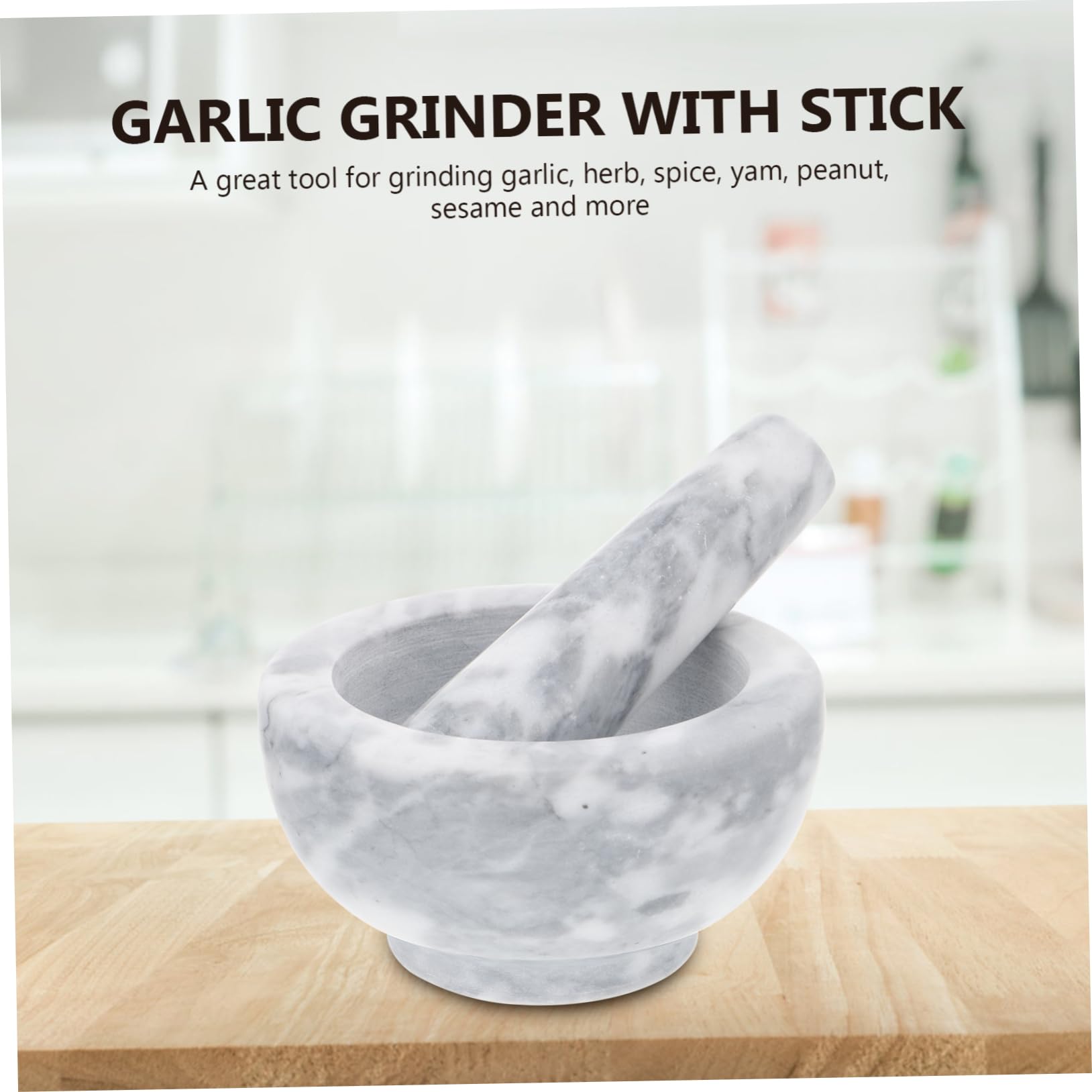 2sätze Ergonomischer Und Stößel Aus Marmor Küchengerät Zum Zerkleinern Von Knoblauch Und Gewürzen Für Zubereitung Von Frischen Saucen Und Gewürzmischungen Verschiedene