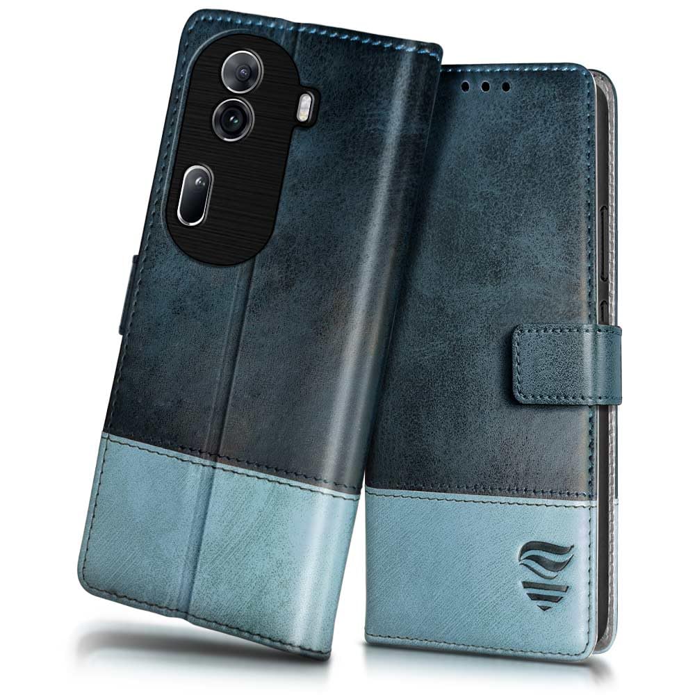 FLIPPED Vegan Leather Flip Case Back Cover for Oppo Reno 11 Pro 5G (Flexible, Shock Proof | Hand Stitched Leather Finish | Card Pockets Wallet & Stand | Blue with Aquamarine) (B0CTMVMKH5) Amazon Price History, Amazon Price Tracker
