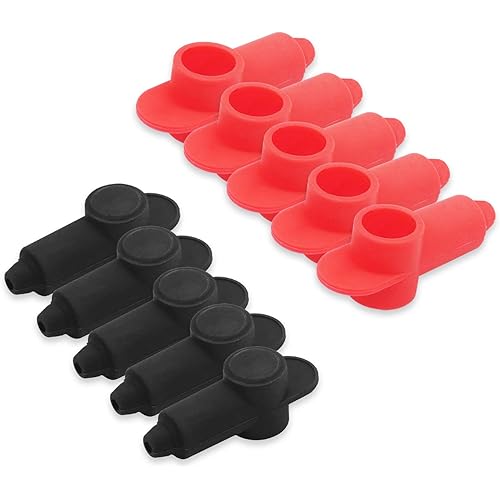 Recoil 10 Pack Silicone Terminal Covers for Alternator Battery Stud and Power Junction Blocks, Fits 10-2 AWG Wire, 5 Red and 5 Black Pairs